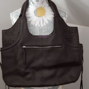 Dark brown leather hobo bag